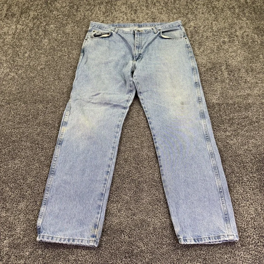 Wrangler Blues Jeans Mens 40x32 Blue Regular Straight Light Wash Denim Workwear
